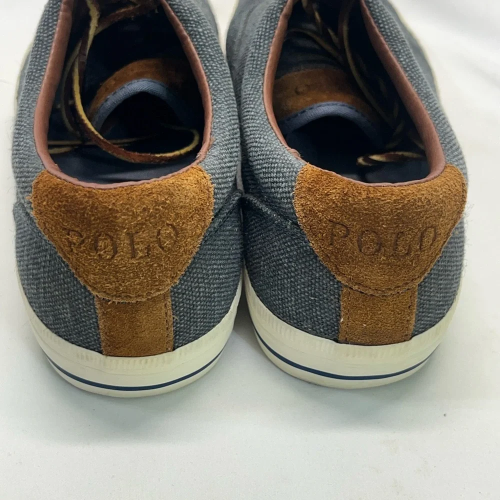Polo Ralph Lauren Sneakers‎ Men 10.5 Denim Blue W/Brown Suede Accents  Preppy